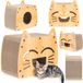 COIL Krabton, kattenhol, kattenkrabpaal, kattenmand, kattenligstoel, krabbeneter, Milieuvriendelijk bed, krabkarton, MDF, Hoogte: 40 cm