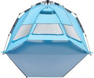 VEVOR Pop-Up Strandtent/Zonnescherm voor 4 personen, Blauw + Grijs
