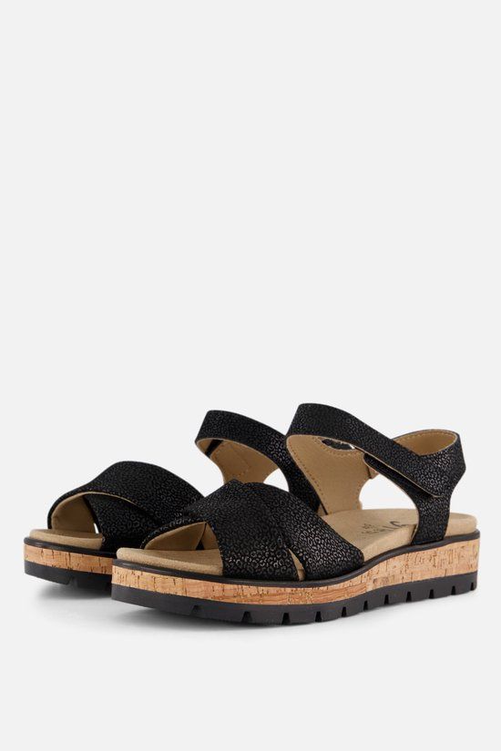 Feyn Mia01 Sandalen Zwart Leer Dames Maat 36