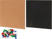 H&S Collection Krijtbord/prikbord set - met punaises/krijtmarker - 22 x 22 cm - kurk