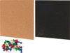 H&S Collection Krijtbord/prikbord set - met punaises/krijtmarker - 22 x 22 cm - kurk