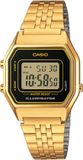 Casio Dames Horloge (Ø 28 mm) Digitaal Goudkleurig/Zwart Rechthoekig Kunststof/Staal