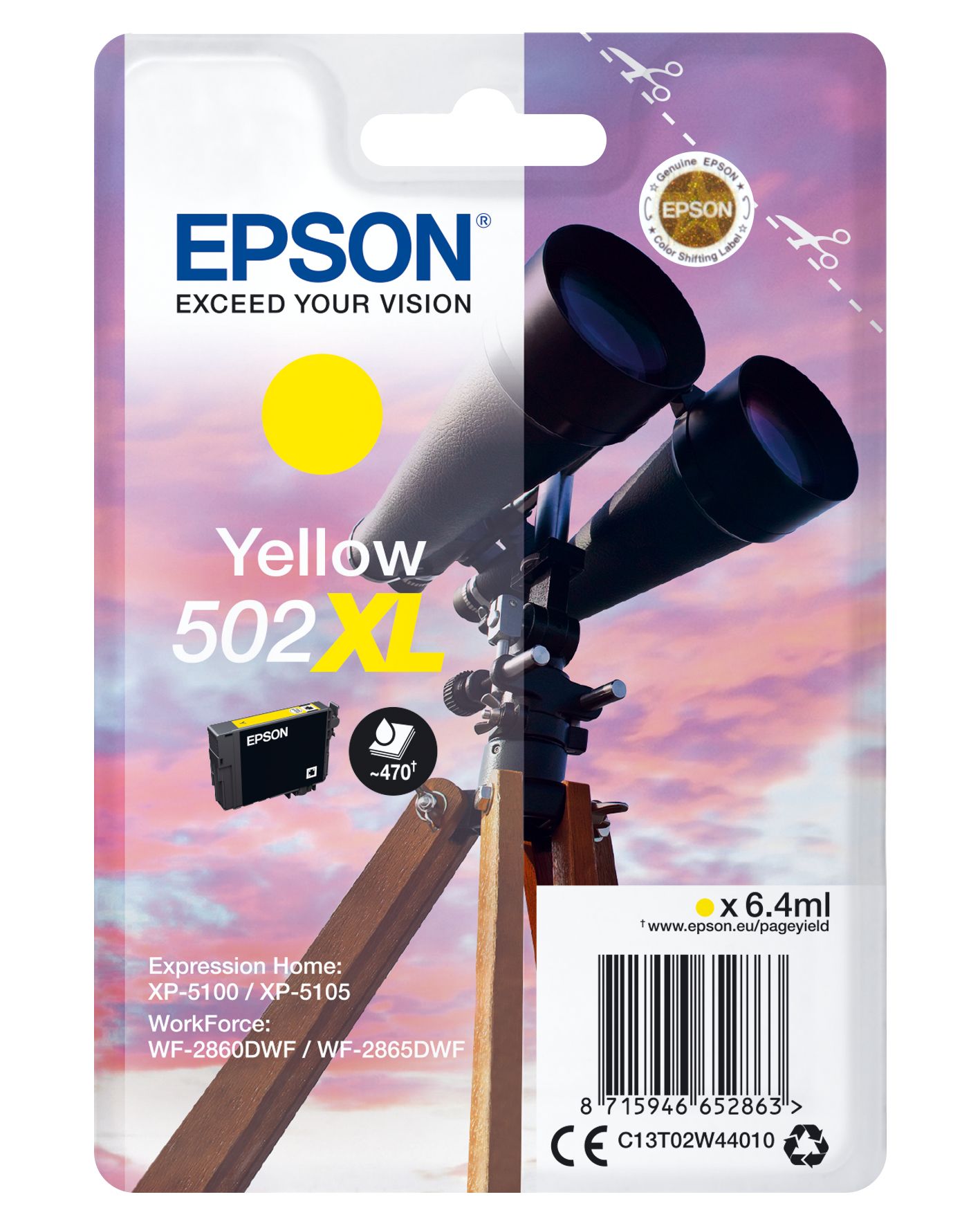 Epson 502XL Yellow Ink Cartridge - Original - C13T02W44010