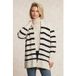 River Woods Cardigan Long Rayé Col en V Jersey Poches Appliquées Blanc cassé