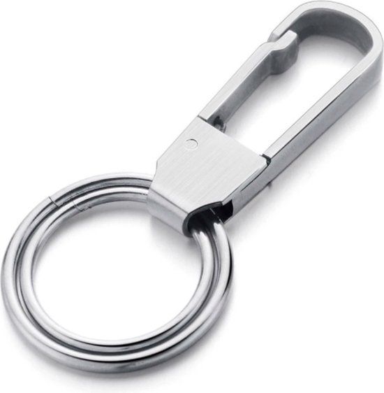 LGT JWLS Lookinggoodtoday Zilverkleurige Sleutelhanger van Edelstaal Dubbele Ring