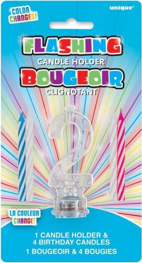 Taarttopper Cijfer 2 met Verlichting Set 5 delig - Verjaardag - Multi colour