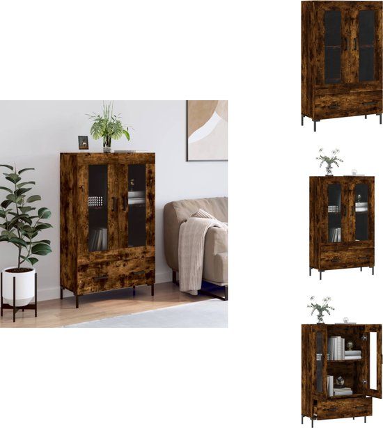 vidaXL Hoge kast 69,5x31x115 cm bewerkt hout gerookt eikenkleurig