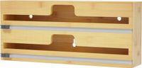SpaceAid WrapNeat 2-in-1 Verpakking Dispenser Met Snijder & Labels - Voor Plasticfolie, Aluminiumfolie & Waxpapier, Past 30 cm Rollen (Natuurlijk Bamboe)