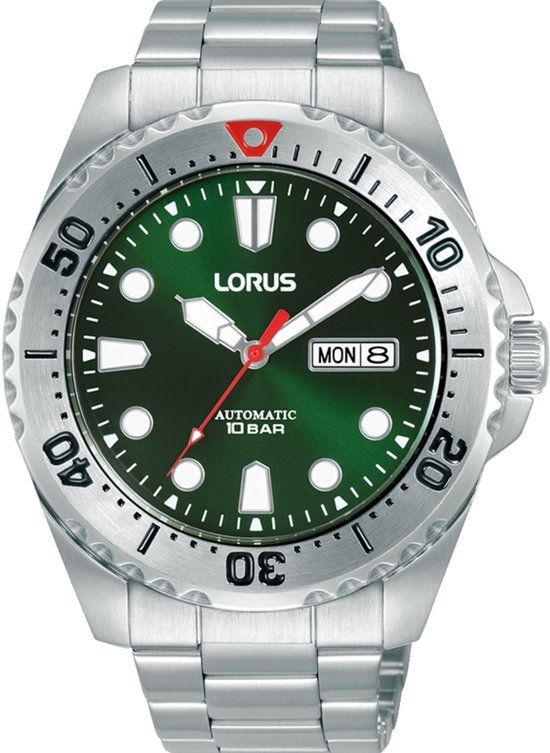 Lorus RL475BX9 Polshorloge Heren Zilverkleurig Groen 44 mm Staal Quartz