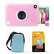KODAK Printomatic+ 10MP Instantcamera Startpakket (Blauw) met Draagtas, RGB-LED-indicator en ZINK 20-stuks Kleefpapier – Roze