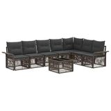 vidaXL Tuinbank - Set - 8 - st - Grijs - poly - rattan