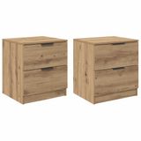 vidaXL Nachtkastje - Set van 2 - Artisan Eiken - 45 x 39 x 50cm