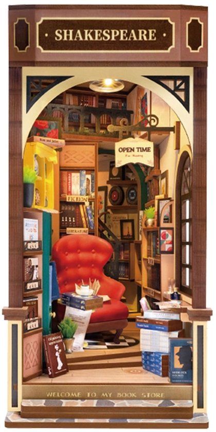 Robotime Rolife Shakespeare's Bookstore Book Nook TGB07 DIY Miniatuur Houten Bouwpakket