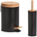 Zeller Set salle de bain/toilettes - Brosse WC et poubelle à pédale - Métal - Noir