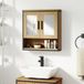 Armoire de salle de bain murale avec miroir, meuble de salle de bain avec compartiment ouvert et étagère réglable, chêne