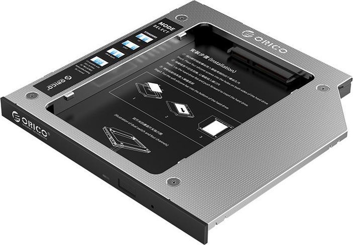 Orico Laptop caddy voor harde schijf tot 9.5mm - SATA - zilver