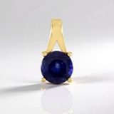 Cavill - Luxe Hanger 18K Goud Verguld - 925 Sterling Zilver - Blauwe Ronde Saffier 1.035 ct