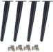 Ibenzoa® Set de 4 pieds de table inclinés en acier inoxydable laqué noir avec base antidérapante pour meubles