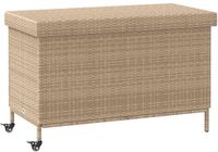 vidaXL Tuinbox met wielen 110x55x73 cm poly rattan gemengd beige