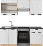 Vicco Fame-Line Complete keukeneenheid – 200 cm, WB Antraciet Wit Landhuis