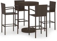 vidaXL 5-delige Tuinbarset Poly Rattan Bruin
