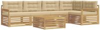 vidaXL Bank loungeset 5 zitplekken Wit en Beige Polyester