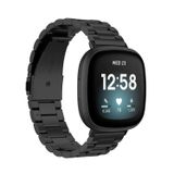 Wigento Fitbit Vervangingsband van roestvrij staal, zwart, voor Versa 4 + 3 / Sense 1 + 2