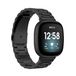 Wigento Fitbit Vervangingsband van roestvrij staal, zwart, voor Versa 4 + 3 / Sense 1 + 2