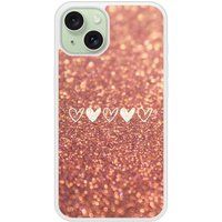 Apple iPhone 15 Paillettes coeur Verstevigd hoesje met sublimatie bedrukking