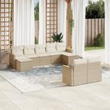 Maison Exclusive - Ensemble de meubles de jardin 9 pièces avec canapé et coussins, beige, en polyrotin