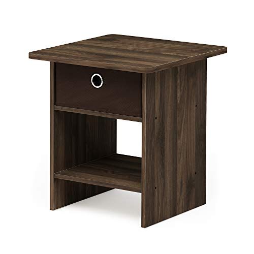 Furinno Dario bijzettafel/nachtkastje - Columbia Walnut/donkerbruin - 39,37 x 39,37 x 45,21 cm