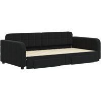 vidaXL Slaapbank met onderschuifbed en lades 100x200 cm fluweel zwart