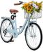 VEVOR Cruiser Bike Beach Bike met Mand 66cm Banden 7 Versnellingen Verstelbaar Blauw