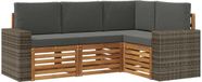 vidaXL Acacia Hout Bank Loungeset 4-zits Naturel et Anthracite