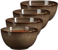 Mica Decorations Soepkom Nusa - 12x - bruin - 14 x 7 cm - keramiek - kommetjes/schaaltjes - 500 ml