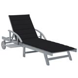 vidaXL Lounge Gecapitonneerde Zitting Acaciahout Zwart, Grijs