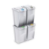 WELL HOME Recycling vuilnisemmerset, 4 stuks, gebroken wit, 4 x 35 l