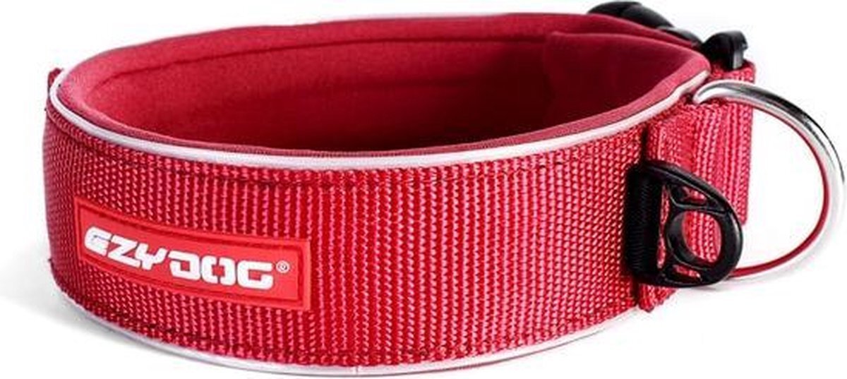 EzyDog Neo Wide - Brede Hondenhalsband (53-61cm) - Rood - XL rood
