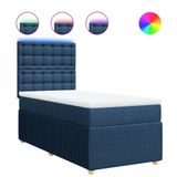 VidaXL Boxspringbed met matras, blauw, 90x190 cm, gestoffeerd