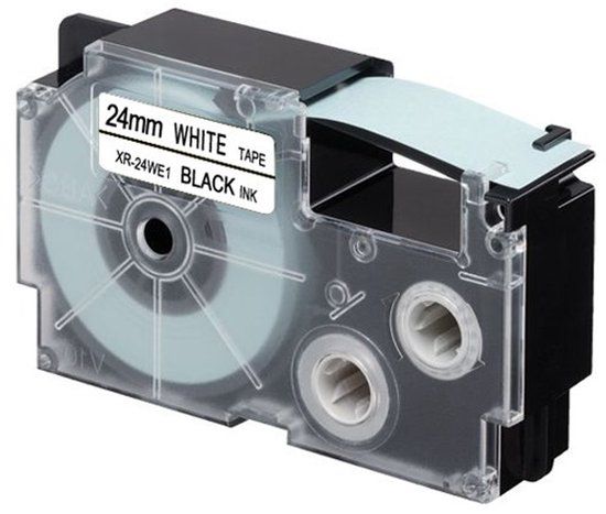 Casio XR-24WE1 Zwart op wit labelprinter-tape