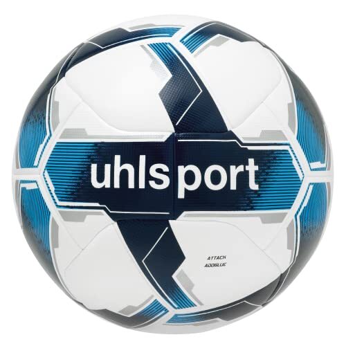 Uhlsport Attack ADDGLUE, speel- en trainingsbal, voetbal, maat 5, wit/marine/fluo-blauw