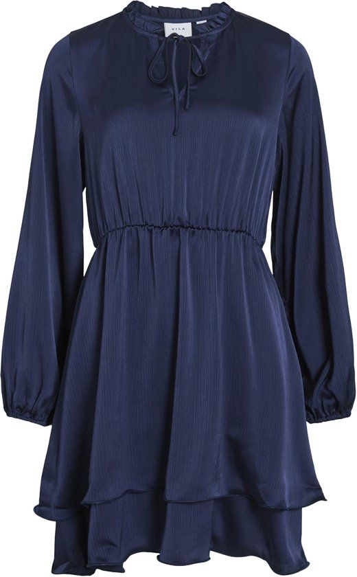 VILA VIFENJA L/S RUFFLE DRESS Dames Mini Jurk Polyester Rhodonite
