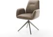 DELIFE Chaise de salle à manger Zoa-Flex cadre croisé large graphite microvelours taupe vintage pivotant à 360° fonction basculante noyau à ressorts ensachés