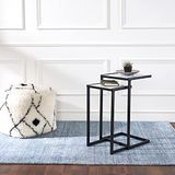 Penguin Home Bijzettafel Set van 2, Marmer & Strijkijzer, Wit & Zwart, 35.5x30.5x63.5cm & 30.5x25.5x56cm