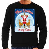 Bellatio Decorations Shoppartners Bv Foute Kersttrui / sweater - Now i believe in holy Santa - zwart voor heren - kerstkleding / kerst outfit S