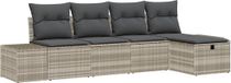 vidaXL Tuinbank Set Lichtgrijs Poly Rattan