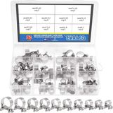 Merkloos / Sans marque 50 stuks roestvrij stalen mini brandstofinjectie slangklemmen - verstelbare pijp slangclip assortiment kit - 7-18 mm.