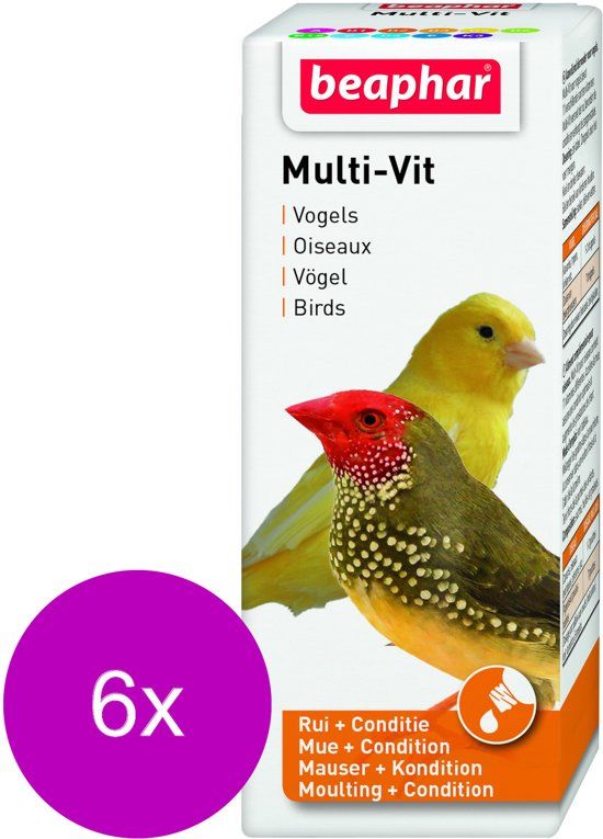 BEAPHAR Multi-Vitamine Vogels - Vogelapotheek - 6 x 50 ml