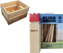 Engelhart Bex Sport Original Kubb Rode Koning -Rubberhout inclusief houten opbergkrat