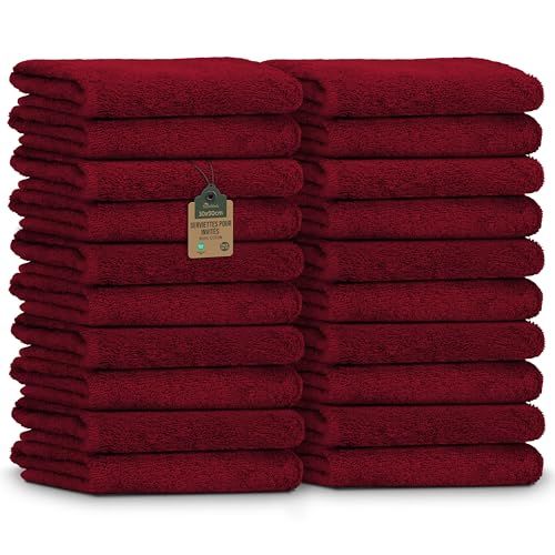 NatureMark Gastendoeken – Set van 20 (30x50 cm), 100% Katoen, OEKO-TEX Gecertificeerd, Zacht, Absorberend en Makkelijk te Onderhouden – Voor Badkamer, Gasten & Spa – Bordeauxrood